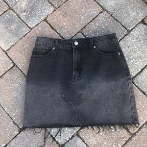 Black washed out denim skirt